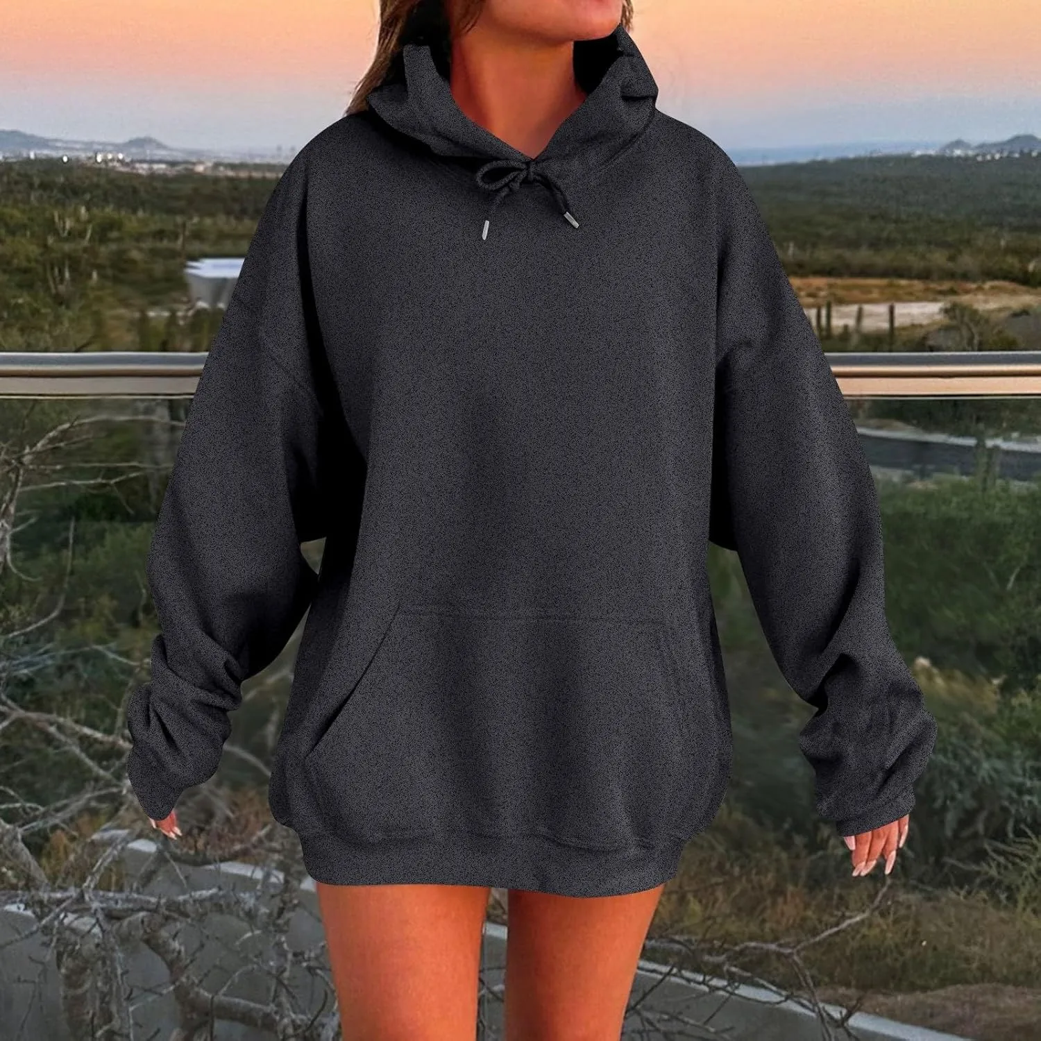 Oversized Hoodies for Women Loose Fit Drop Shoulder Fleece Pullover Sweatshirts Winter Warm Plus Size Hoodie w/Pockets