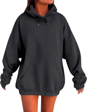 Oversized Hoodies for Women Loose Fit Drop Shoulder Fleece Pullover Sweatshirts Winter Warm Plus Size Hoodie w/Pockets