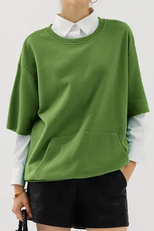 OVERSIZED SWEATSHIRT WITH KANGAROO POCKET Stylish Look TwoToneEffect