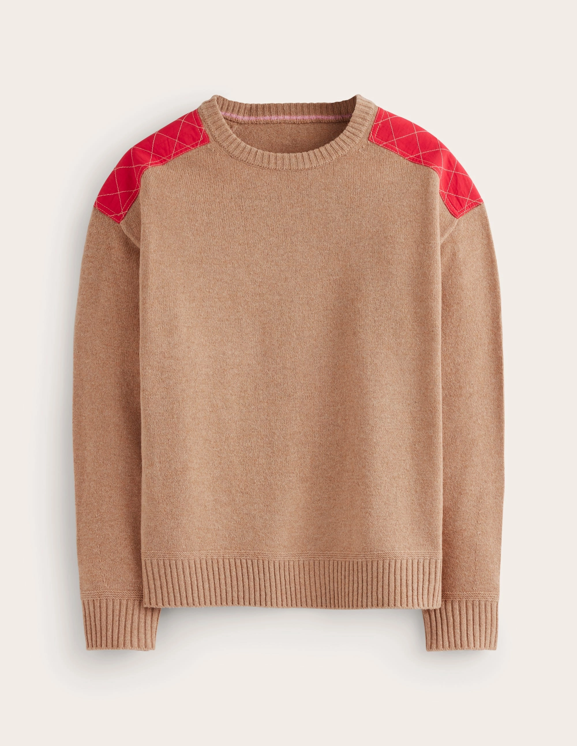 Quilted Patch Jumper-Camel Melange UPF Protection