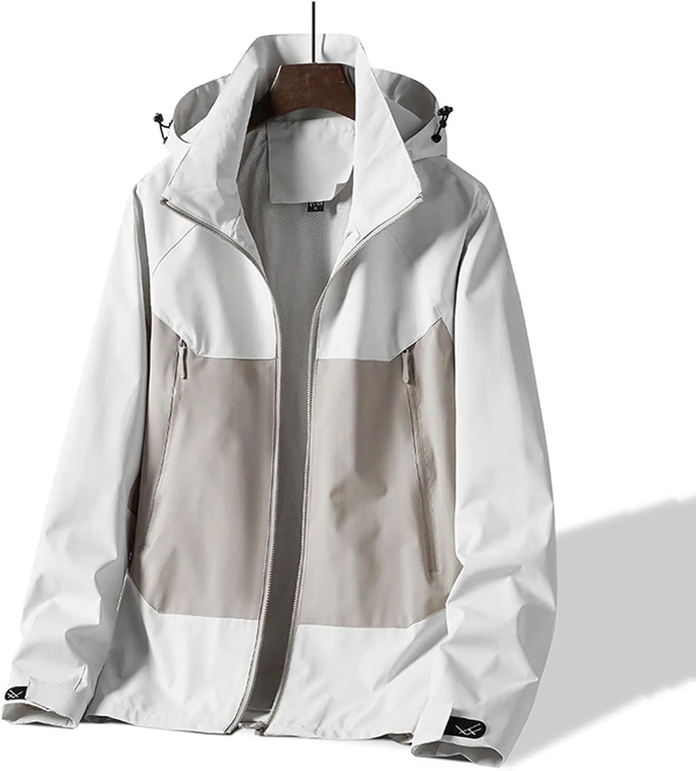 Packable Rain Jacket Men Waterproof Raincoat Lightweight Outdoor Hooded Rain Coats Plus Size Windbreaker with Pocket