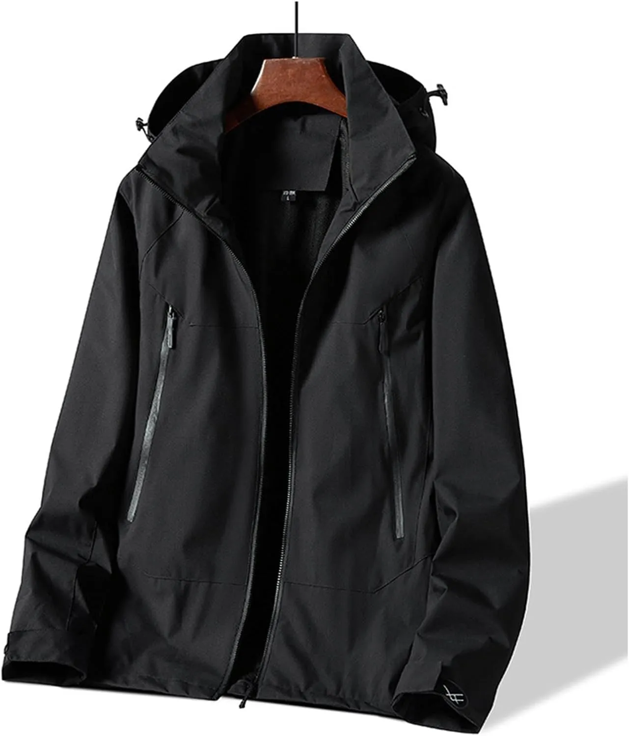 Packable Rain Jacket Men Waterproof Raincoat Lightweight Outdoor Hooded Rain Coats Plus Size Windbreaker with Pocket