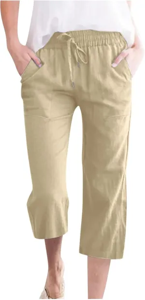 Pants for Women Fall Summer Linen Loose Fit Ruched Striped Straight Leg Pants Women 2025 Y2K