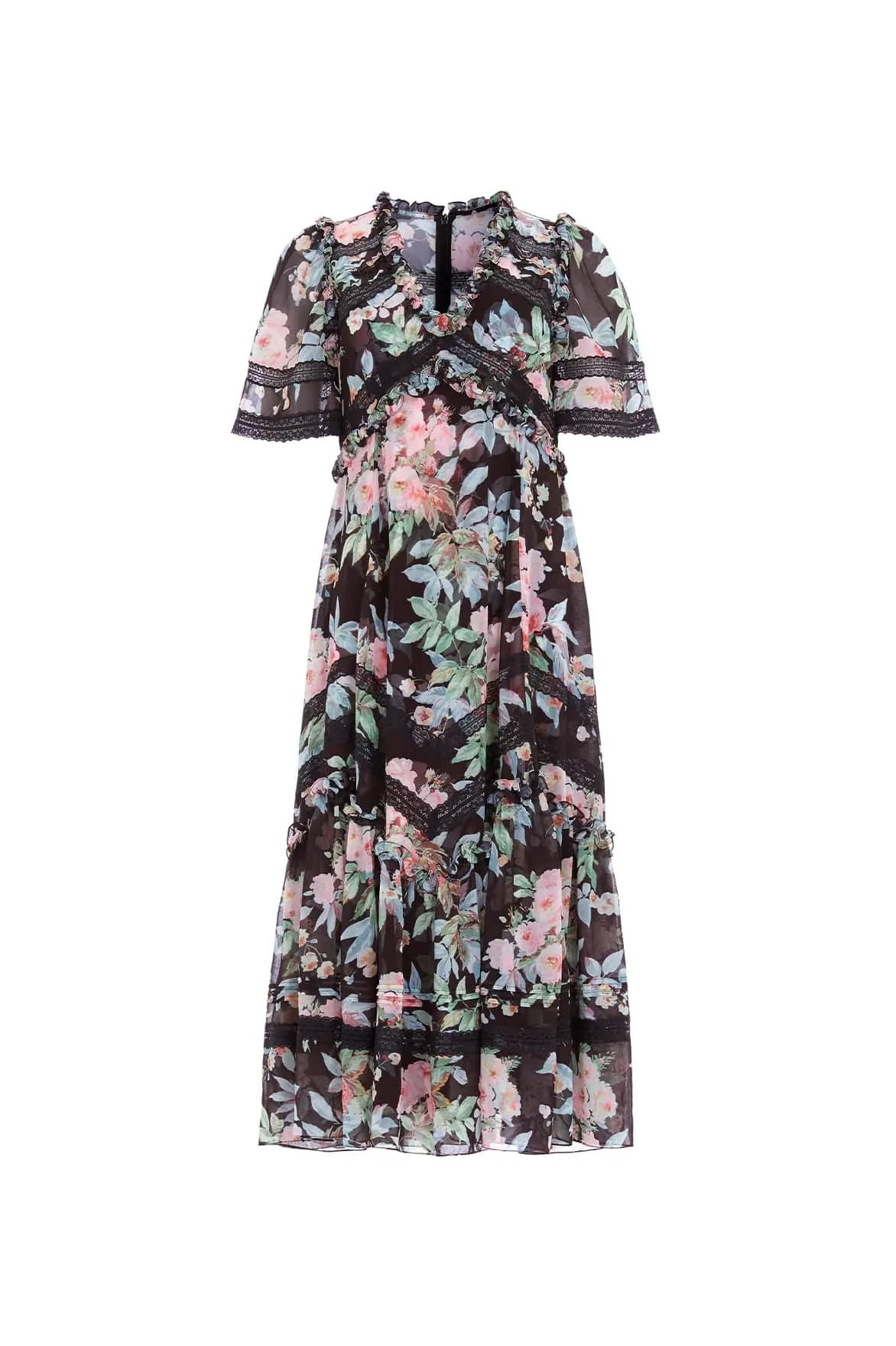 Elegant knee-length dress Flexible Comfort Paradise Garden Sonata Georgette Ballerina Dress
