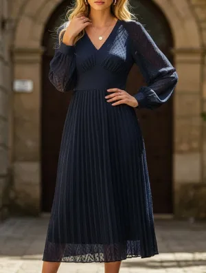Water-Repellent-Finish Long-sleeved pure color dress with high-end feel
