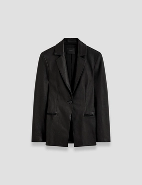 Zippered Pockets Pascal Leather Stretch Jacket