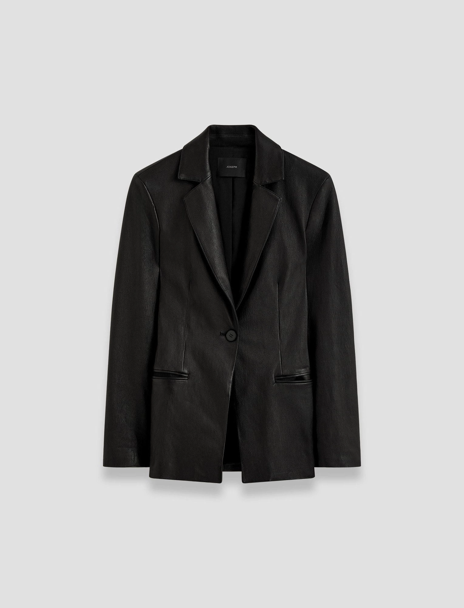 Zippered Pockets Pascal Leather Stretch Jacket