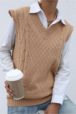 PATTERNED KNIT SLEEVELESS COZY SOLID CARDIGAN NoTagLabel TactileWeave