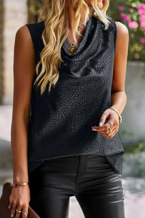 Garment Washed PATTERNED SLEEVELESS CASUAL TOP