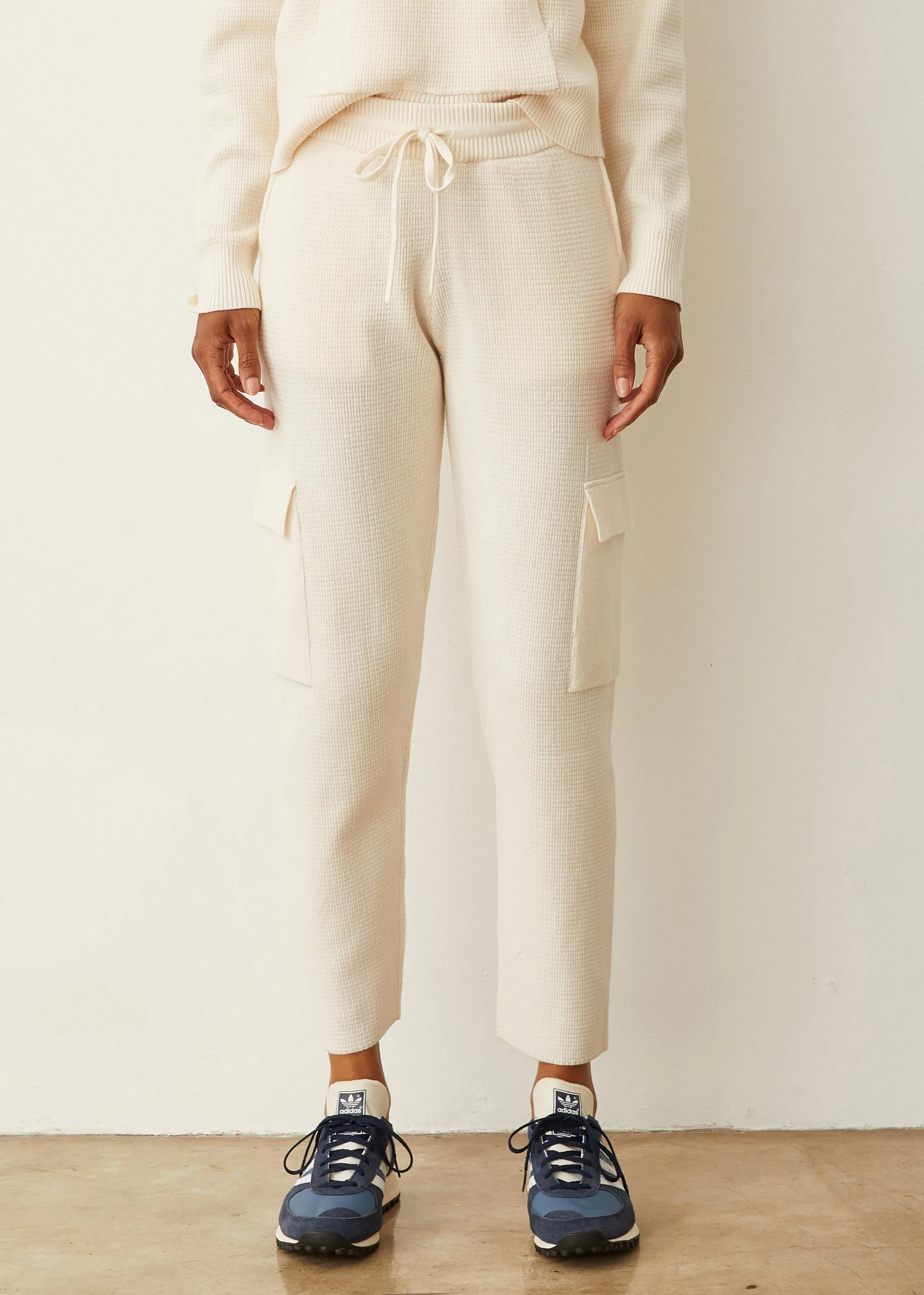 Soft Knit Waffle Cargo Jogger Tapered Leg Design