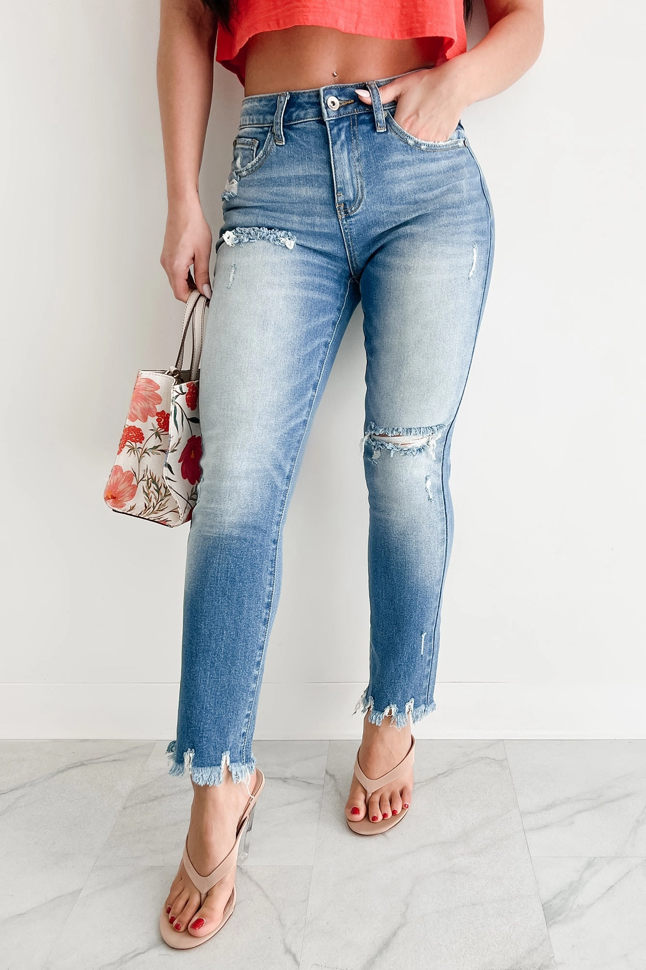 Fitted Style Selene High Rise Distressed Slim Special A Jeans (Medium)