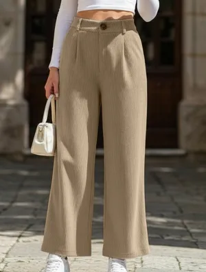 Simple high-waist solid color wide-leg pants Seasonal Wear