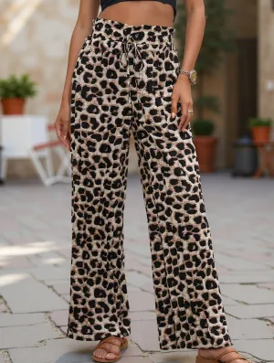 Active Fit Personalized leopard print wide-leg pants