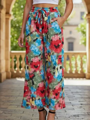 Personalized printed high-waisted casual pants Relaxed Waist