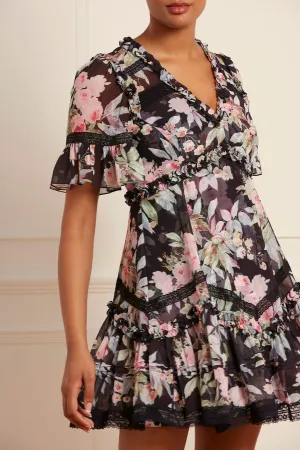 Paradise Garden Sonata Georgette Micro Mini Dress Striped-Pattern Refined Style