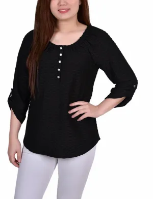 Petite 3/4 Sleeve Honeycomb Top Anti Odor Treatment TearResistantWeave