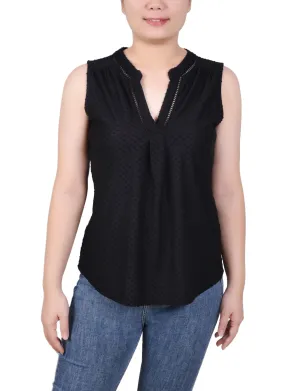Petite Sleeveless Swiss Dot Top AdjustableCuffs Thermal Regulation System