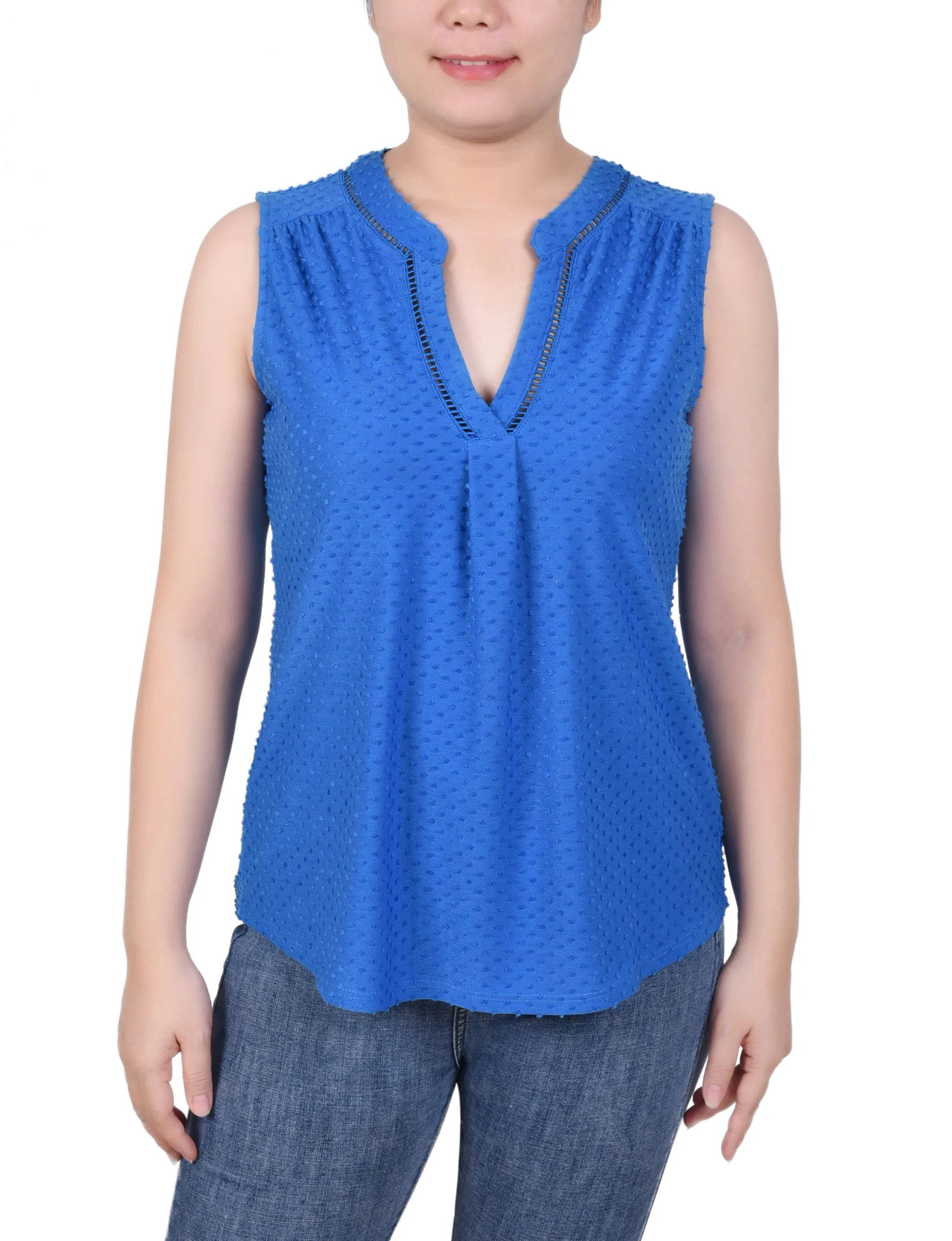 Petite Sleeveless Swiss Dot Top FrictionReducing
