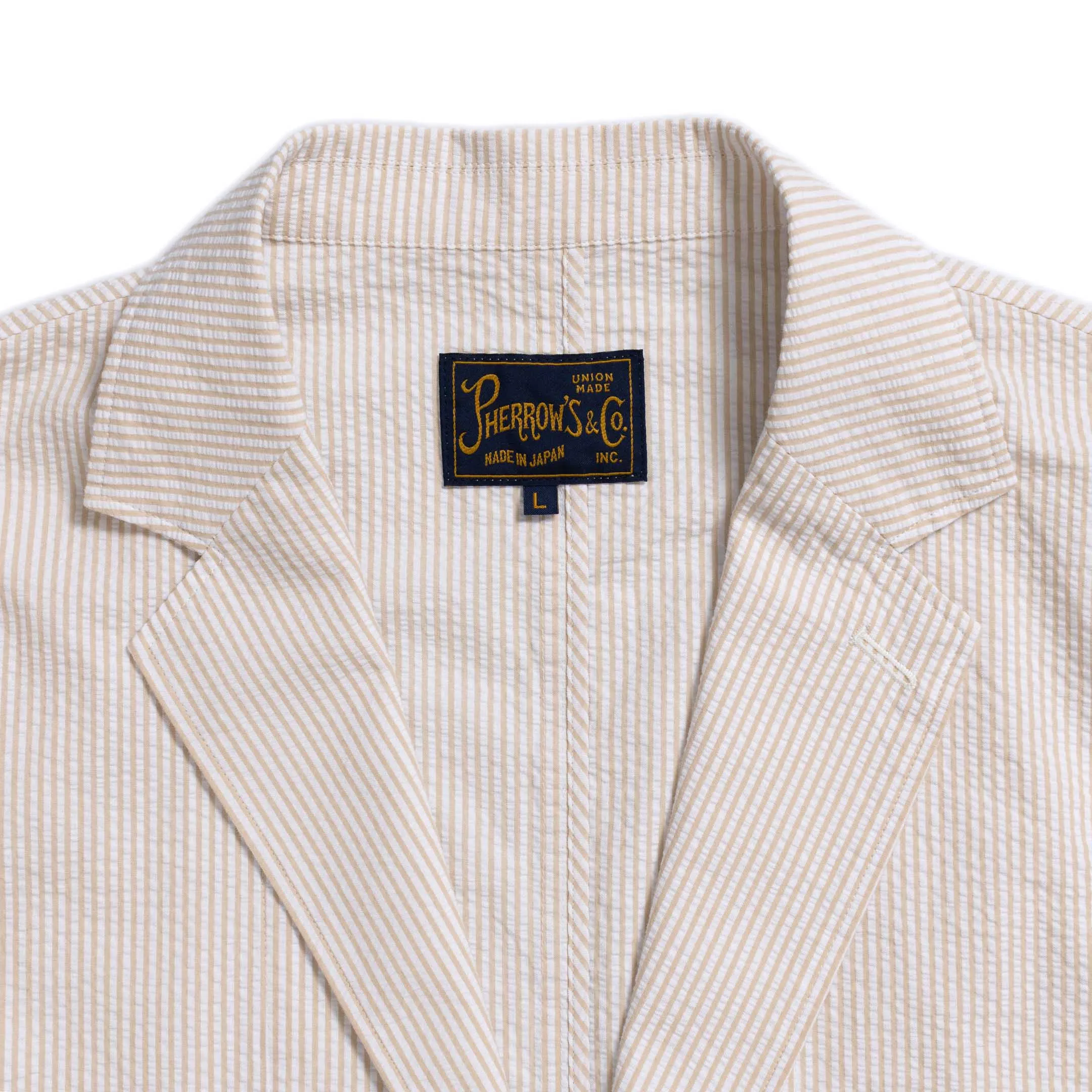 Pherrow's Seersucker Sports Jacket Beige Stripe