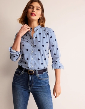 UltraSoftInterior Phoebe Cotton Shirt-Navy, Spot Stripe