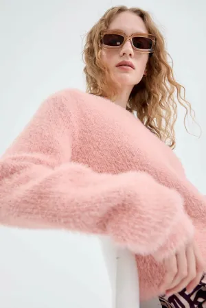 Pink Fluffy Textured Knit Sweater by Compania Fantastica