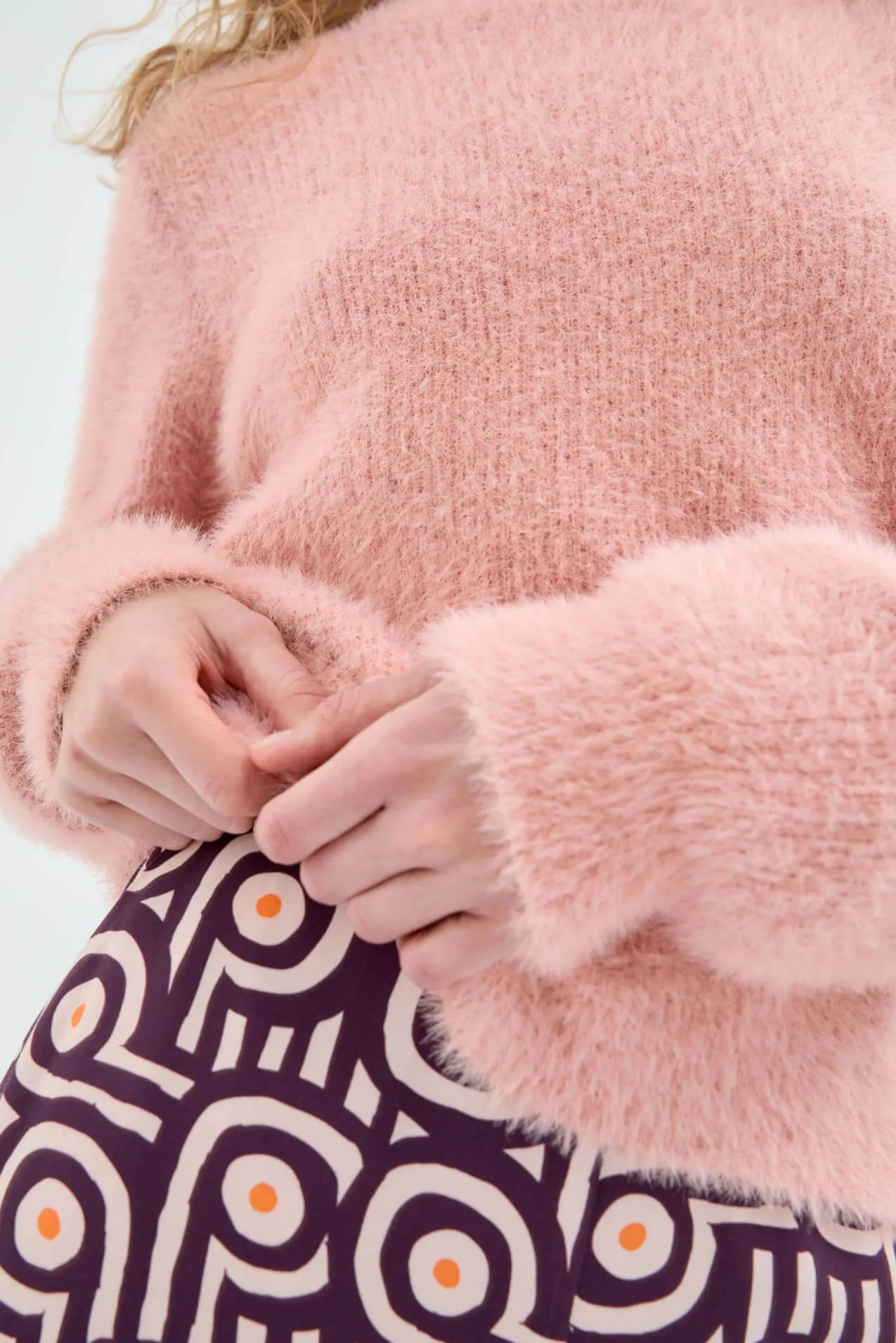 Pink Fluffy Textured Knit Sweater by Compania Fantastica