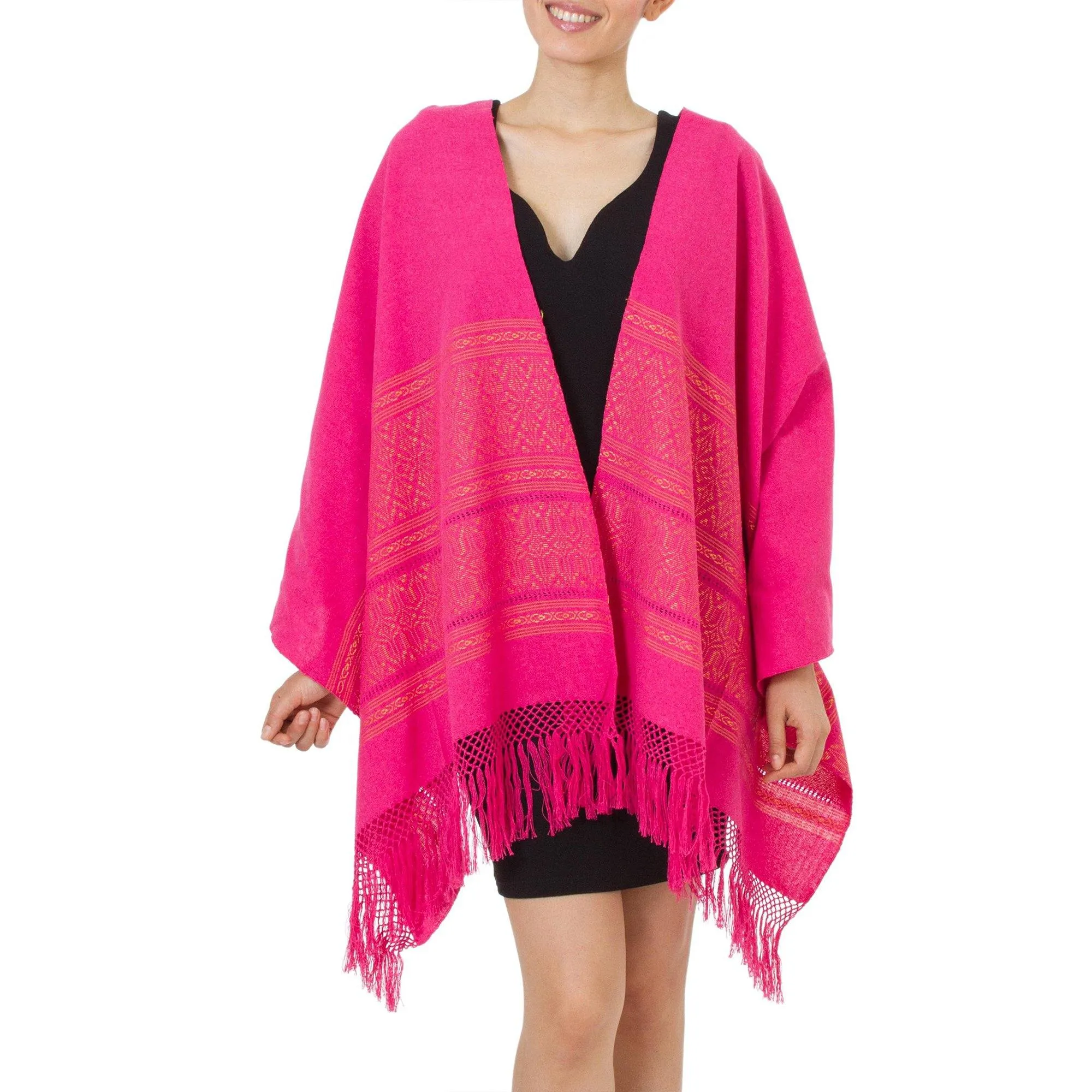 Pink Zapotec Woven Cotton Shawl