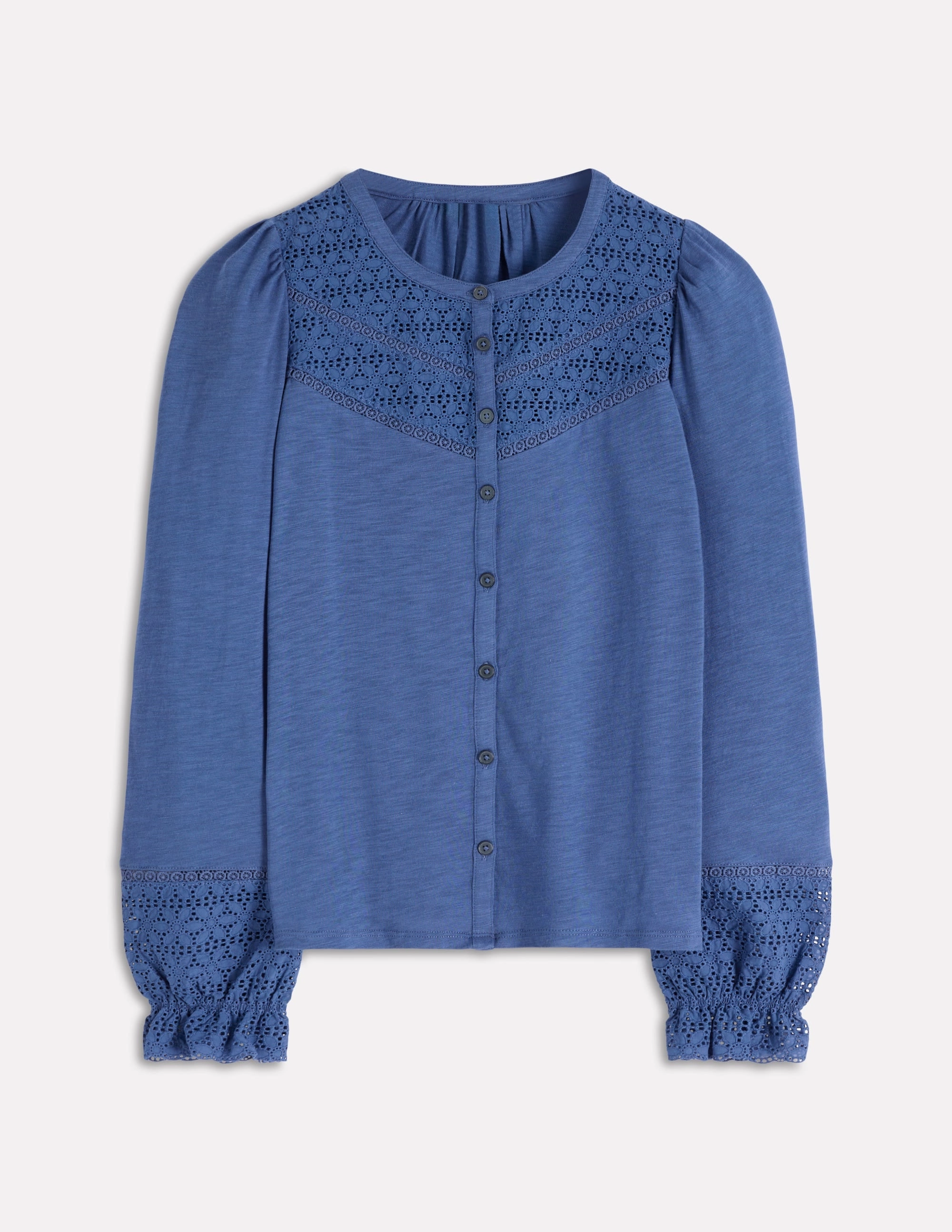 EcoFriendlyBlend Stain Repellent Coating Pippa Broderie Jersey Shirt-Denim Blue