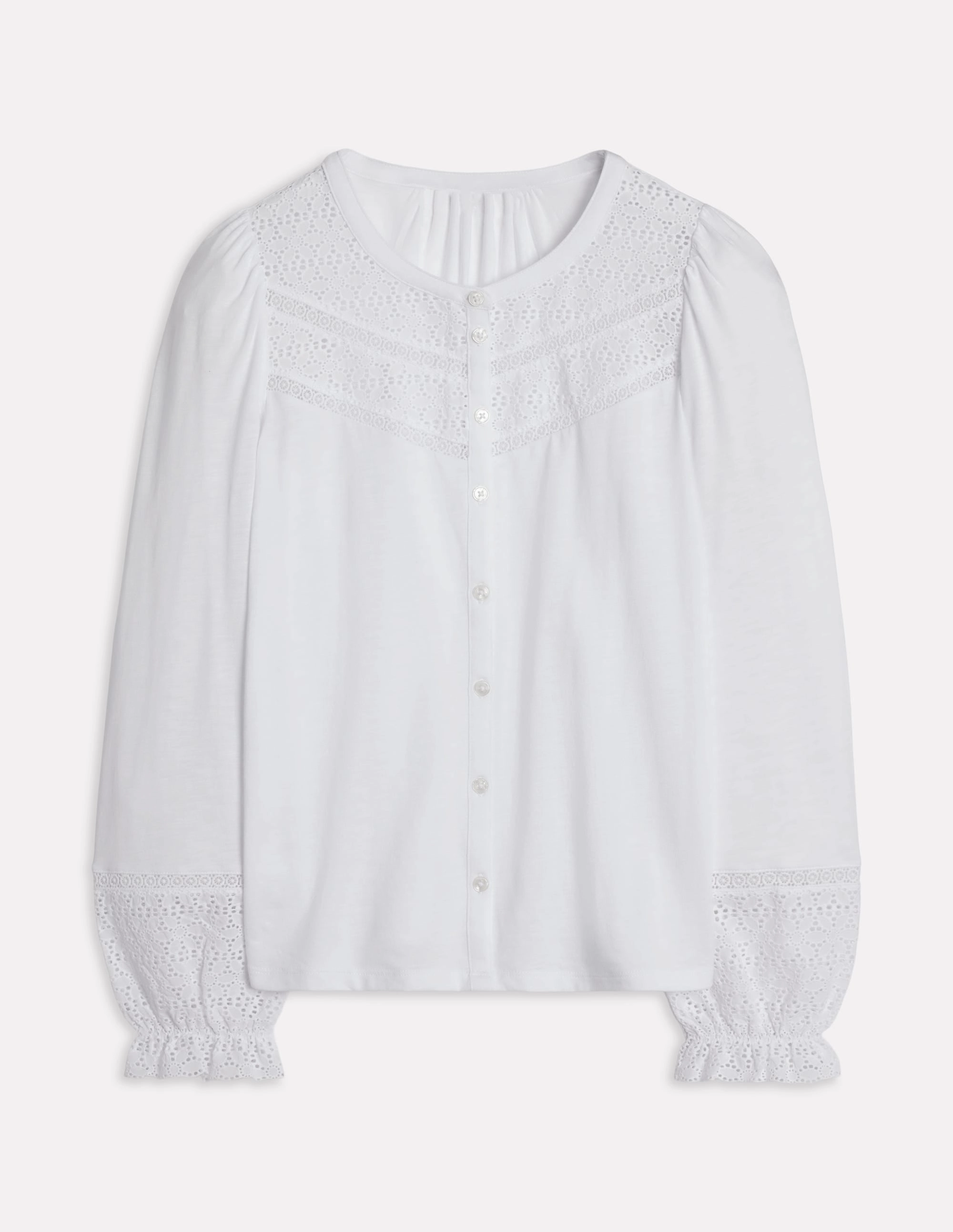Pippa Broderie Jersey Shirt-White Thermal Regulation Technology