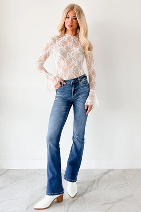 Wrinkle Free Texture Edward Mid Rise Boot-Cut Cello Jeans (Dark)