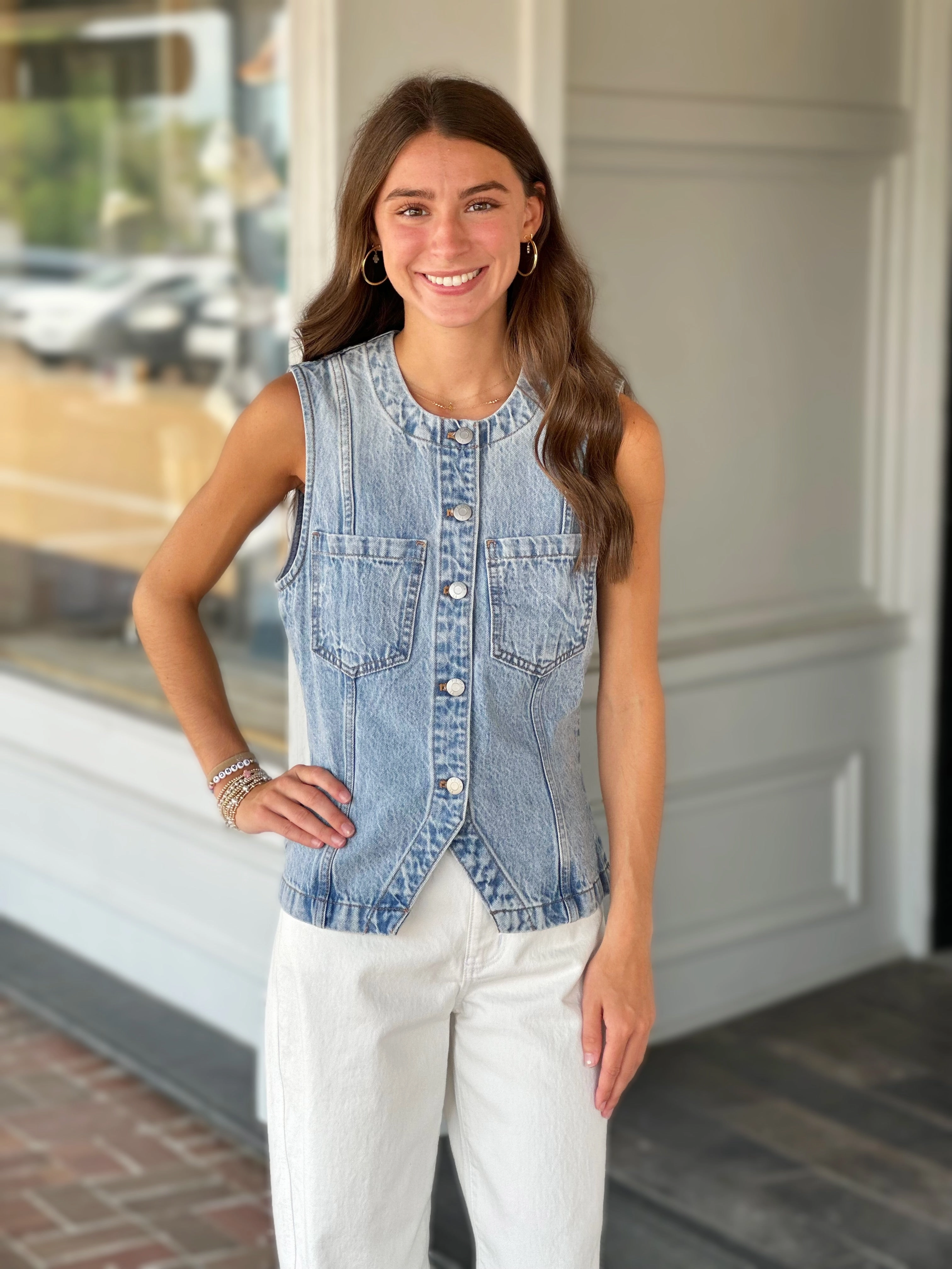 Timeless Design Pistola Gia Fitted Vest in Gaze