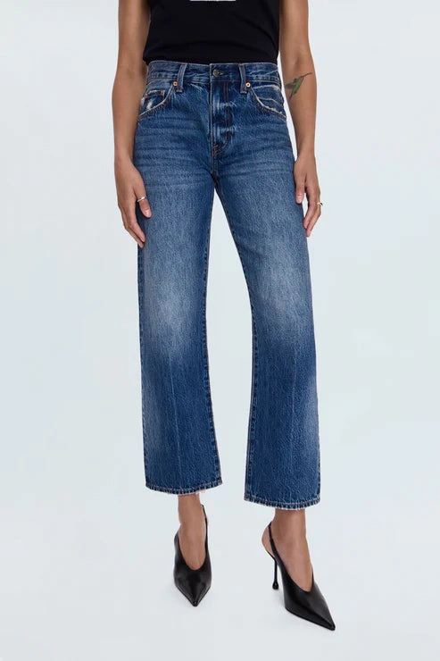 Pistola Lexi Mid Rise Bowed Straight Jean in Artisan Holiday Vibes High Quality Easy Routine