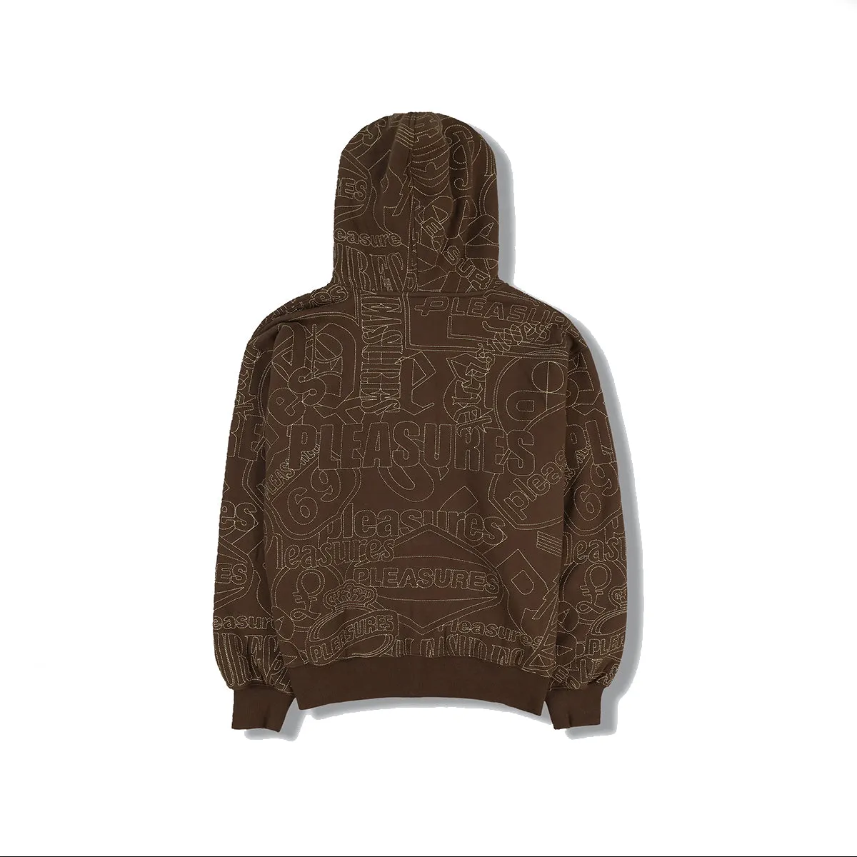 Pleasures Signal Zip Up Hoodie - Brown