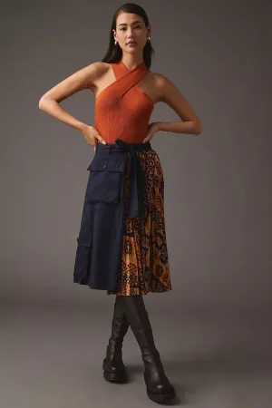 Pleated Cargo Midi Skirt Breezy Look