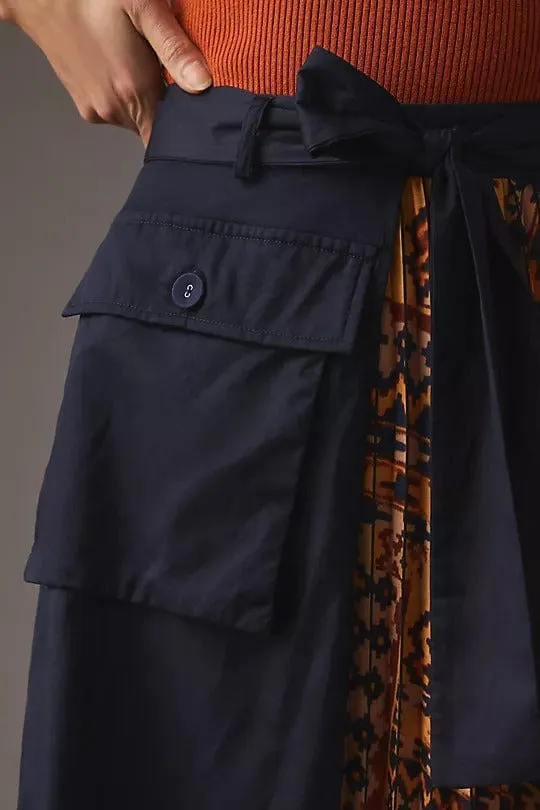 Pleated Cargo Midi Skirt Sleek Comfort