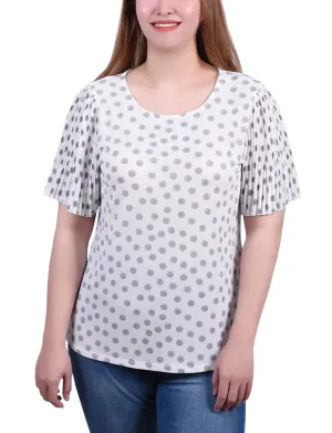StaticResistantFabric Easycare Pleated-Sleeve Top