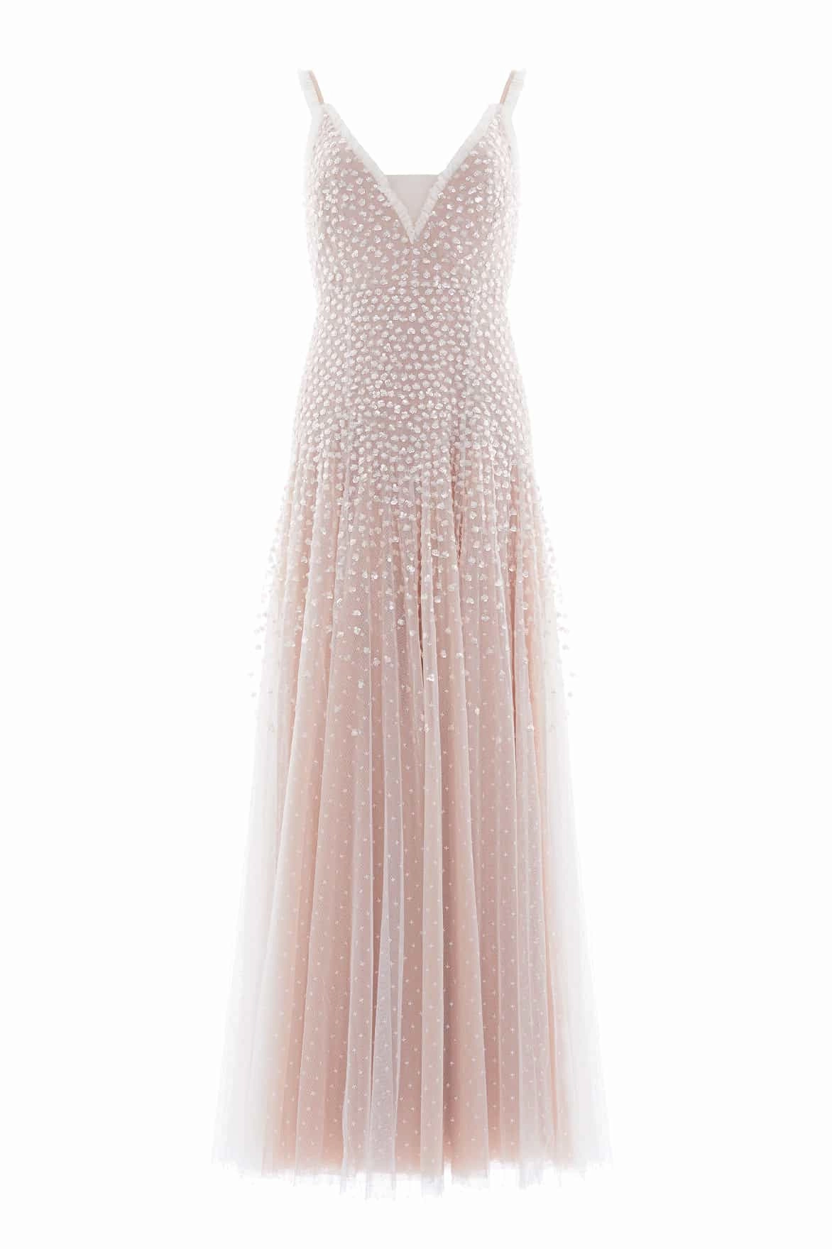 Sequin Cascade Cami Plunge Gown Feminine Comfort