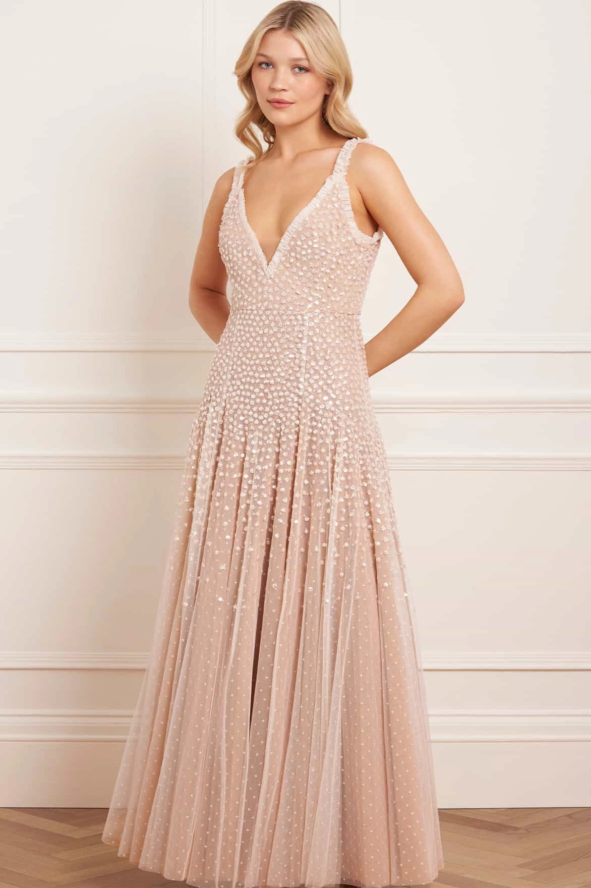 Sequin Cascade Cami Plunge Gown Beach Moment Perfect Fit