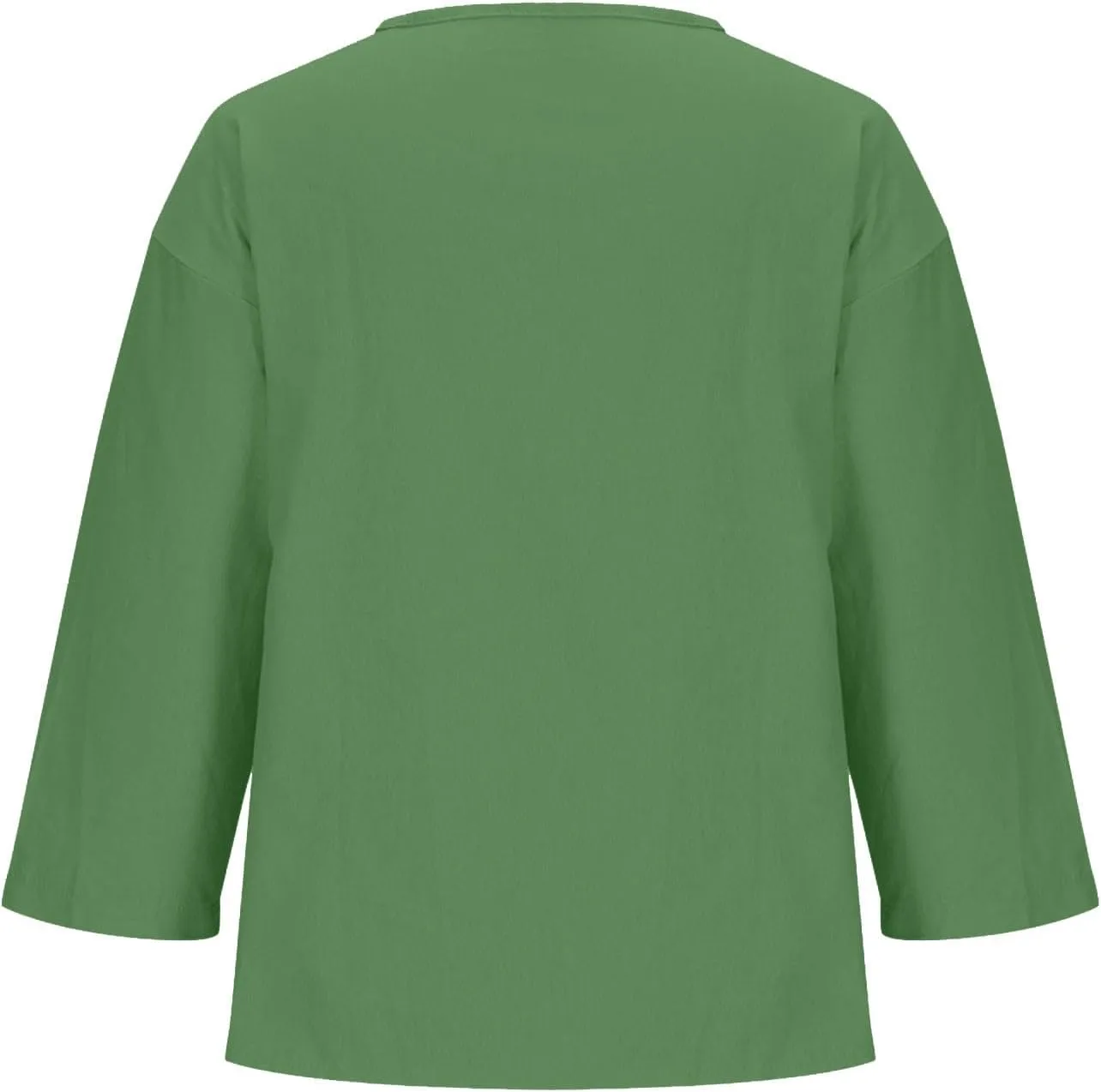 Plus Size Linen Shirts for Women 2025 Trendy Summer Tops Button 3/4 Sleeve V Neck Beach Blouses Boho Loose Tunics