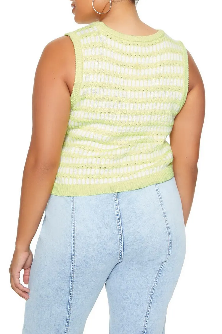 Plus Size Striped Sweater Vest