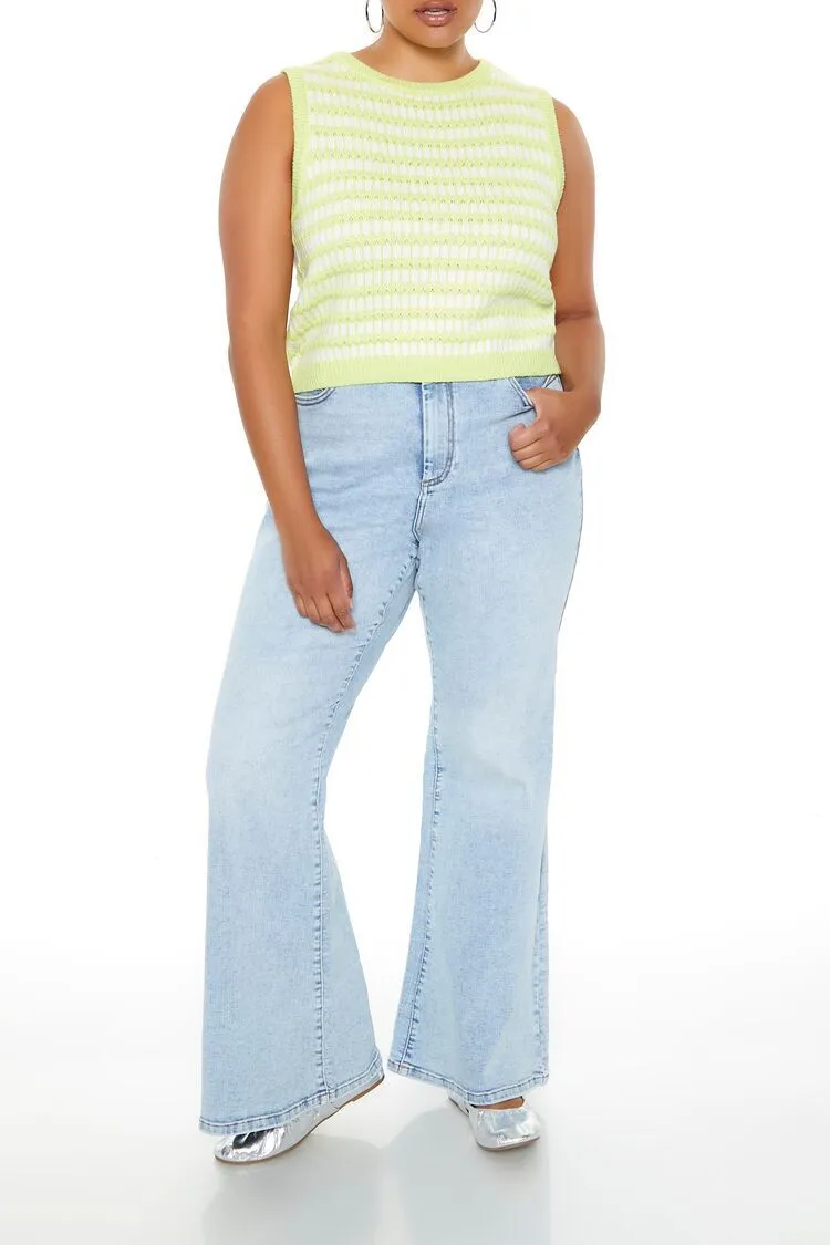 Plus Size Striped Sweater Vest