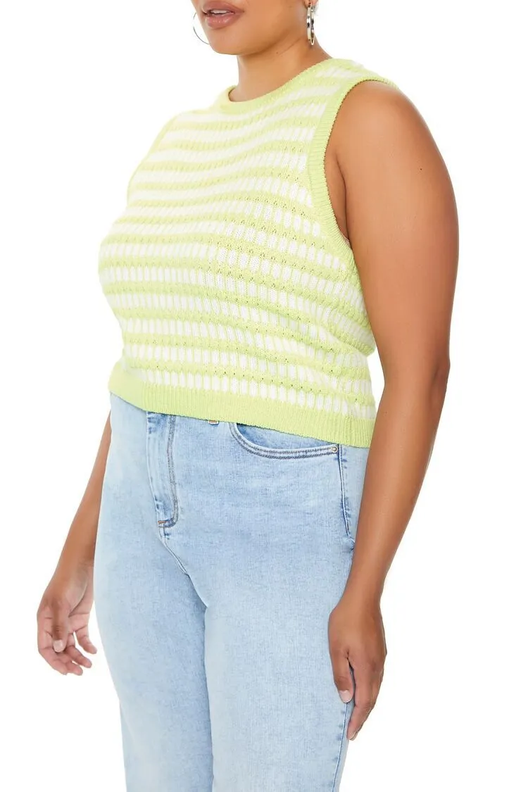 Plus Size Striped Sweater Vest