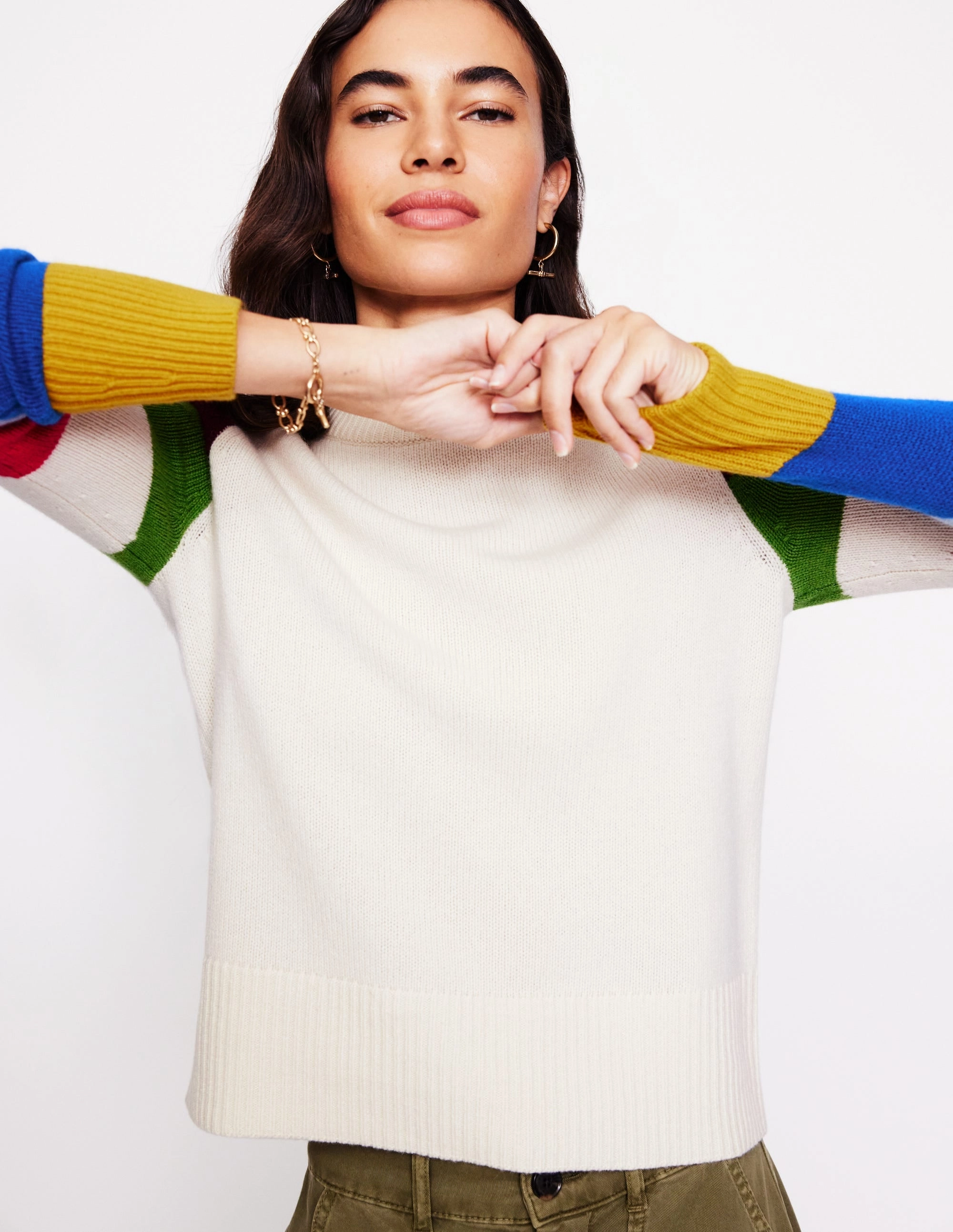 Daily Piece Odor Resistant Blend Olivia Merino Jumper-Multi, Rainbow