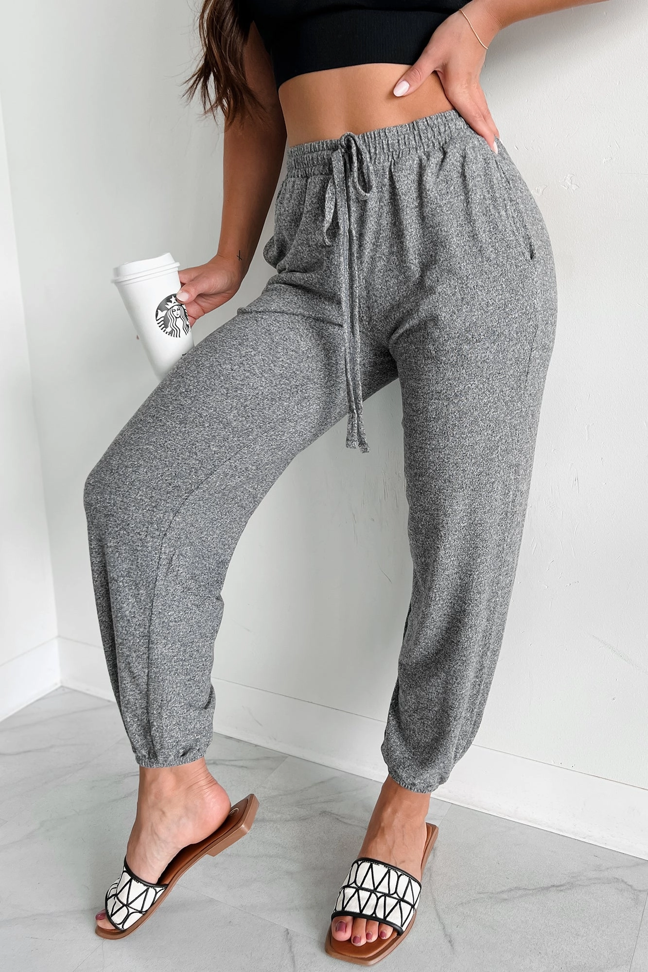 Maximum Relaxation Brushed Knit Zenana Joggers (Black) TemperatureRegulatingLining