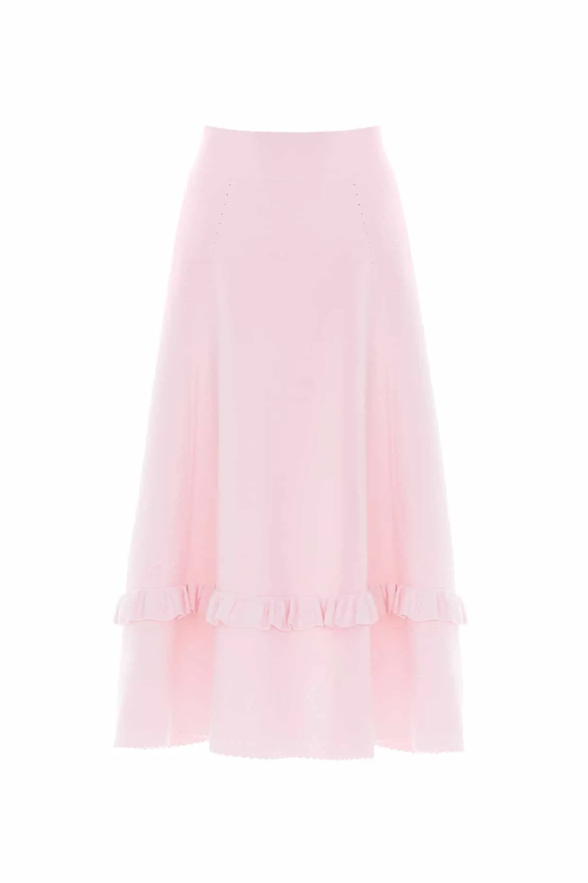 Pointelle Trim Knit Skirt Daily Fashion