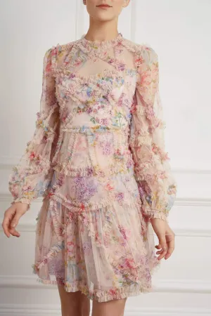 Floral Diamond Ruffle Dress Stylish and Comfortable