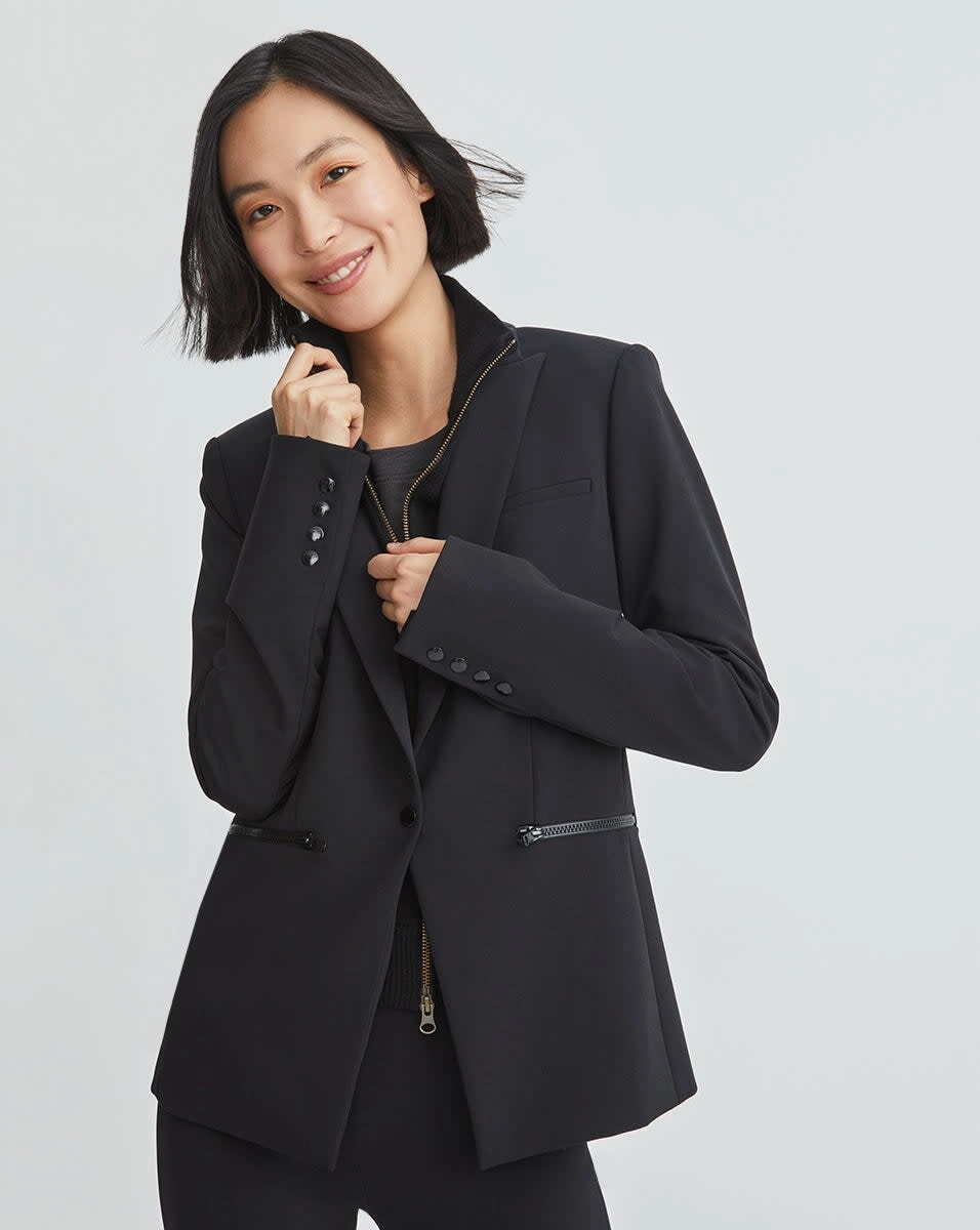 Checked Scuba Dickey Jacket in Black