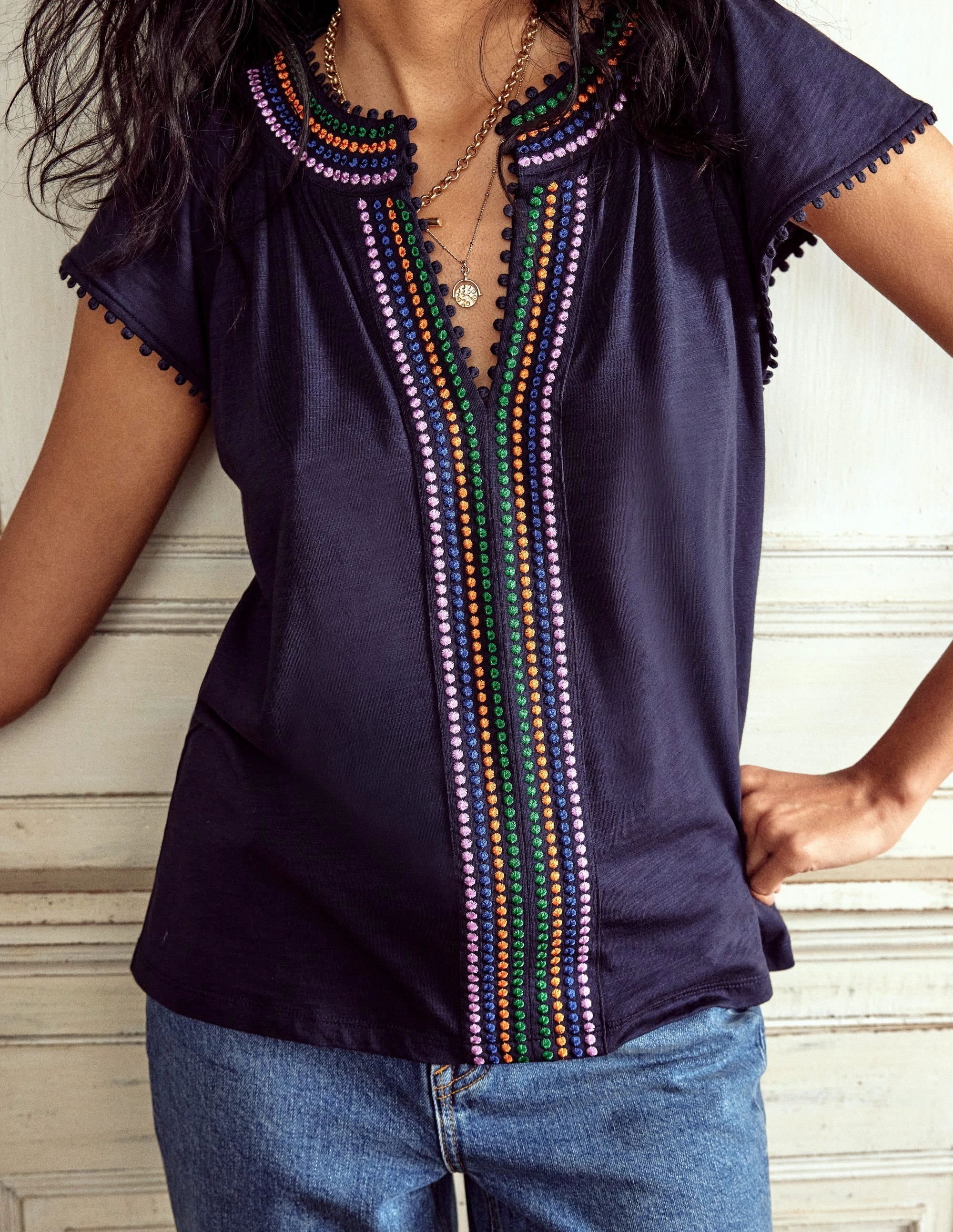 Pom Yoke Top-Navy Flatlock Seam Design AthleisureInspired