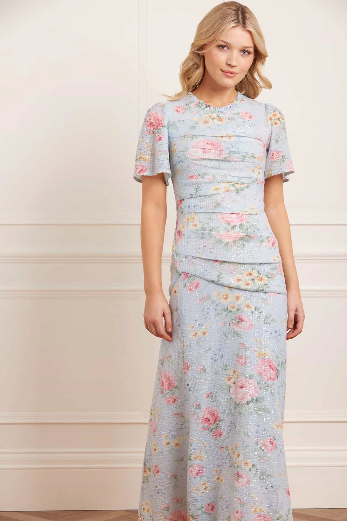 Pompadour Garden Sequin Gown Cotton-Blend Villa Mood