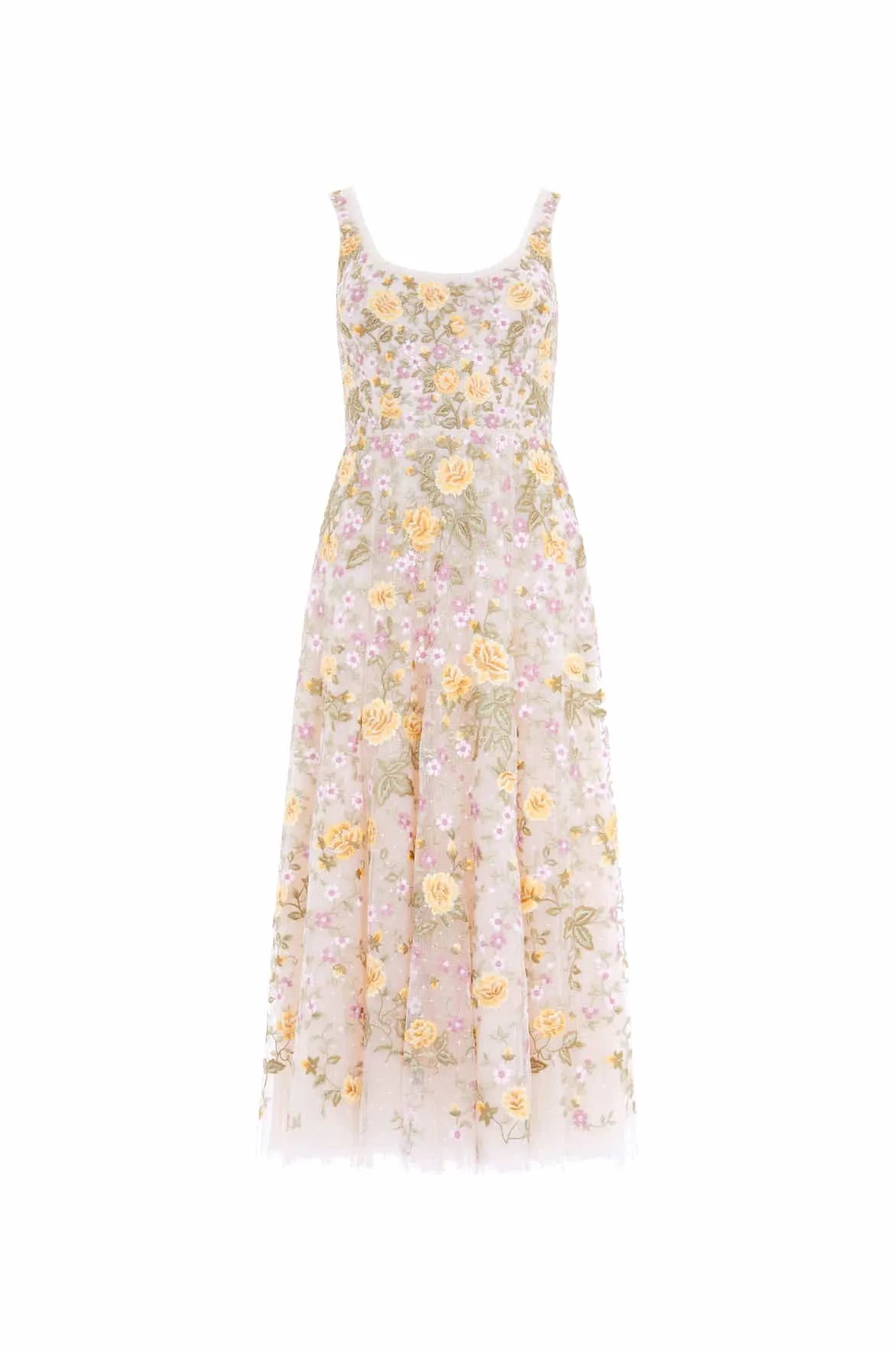 Feminine Details Lace-Trim Florine Scoop Neck Ballerina Dress